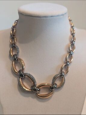Vintage Swarovski Choker, Gold Gunmetal Crystal Swan Hallmark